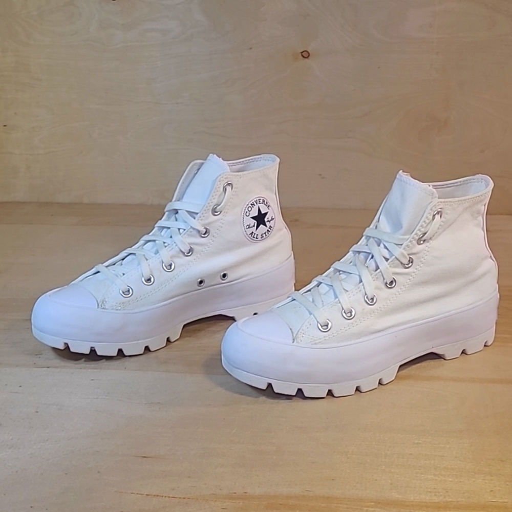Converse Chuck Taylor All Star Lugged Hi Platform White Canvas Fashion Shoes - Picture 4 of 10